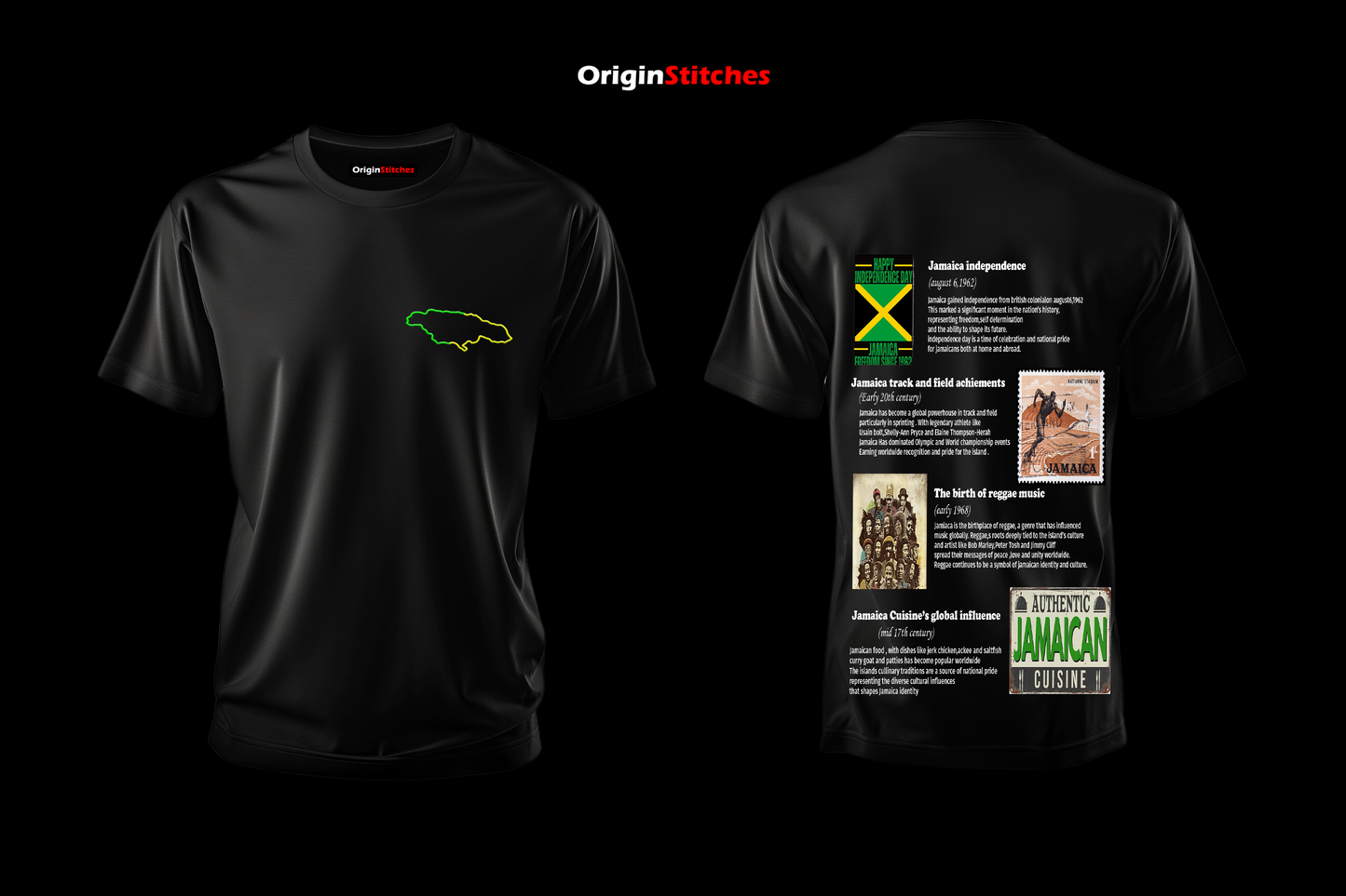 Jamaica outline origin t shirt